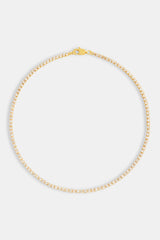 Womens 2.5mm Micro Tennis Choker - Gold