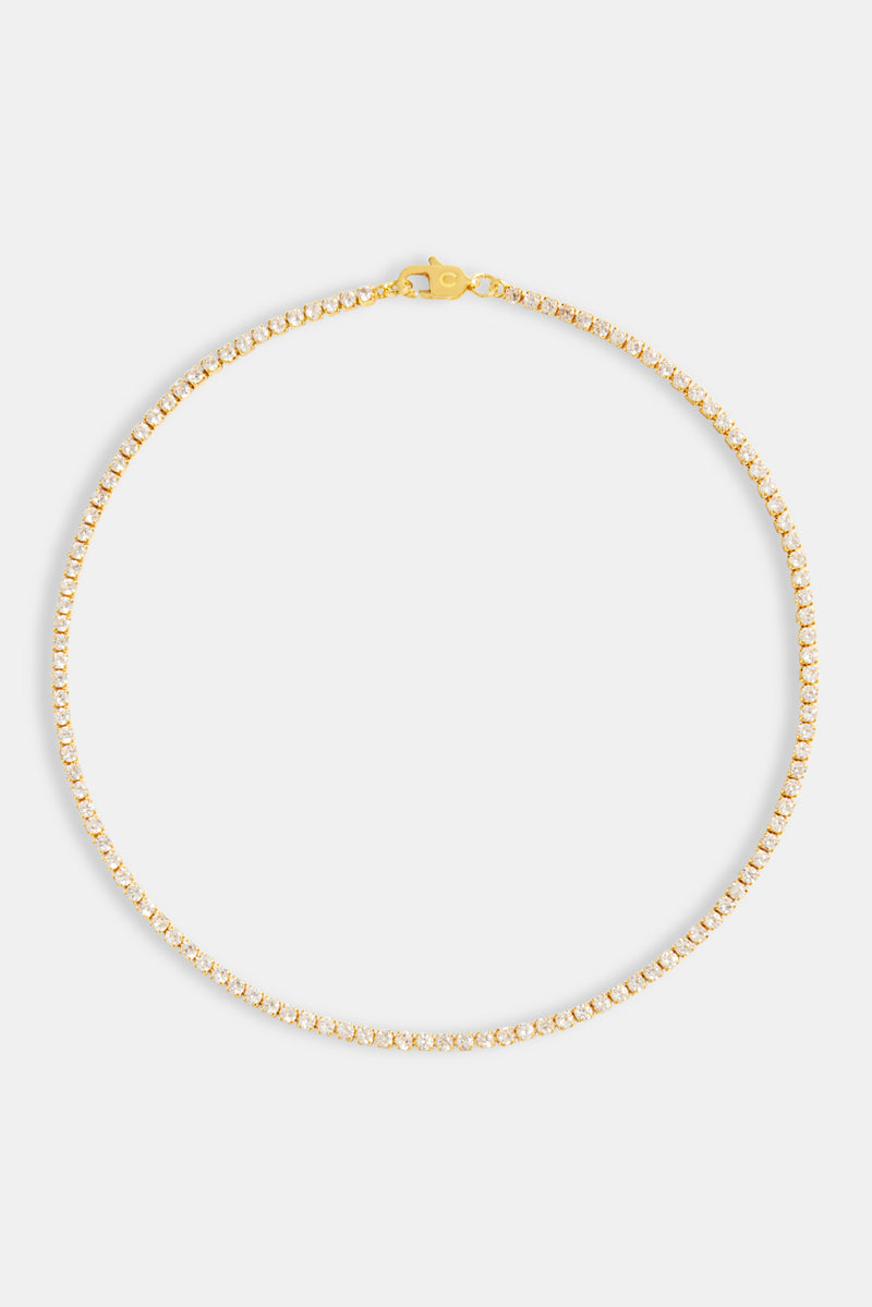 Womens 2.5mm Micro Tennis Choker - Gold