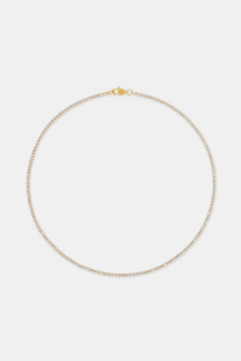 Womens 2.5mm Micro Tennis Chain - Gold