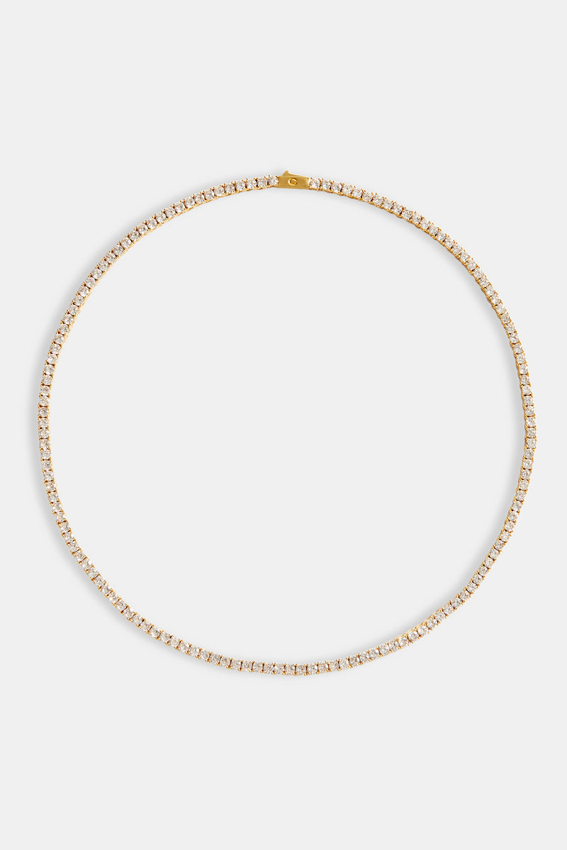 Womens 3mm Gold Plated Tennis Chain