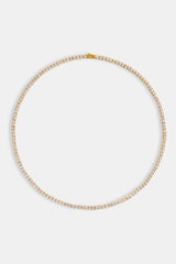 Womens 3mm Gold Plated Tennis Chain
