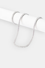 Womens 5mm Tennis Chain & Bracelet - White