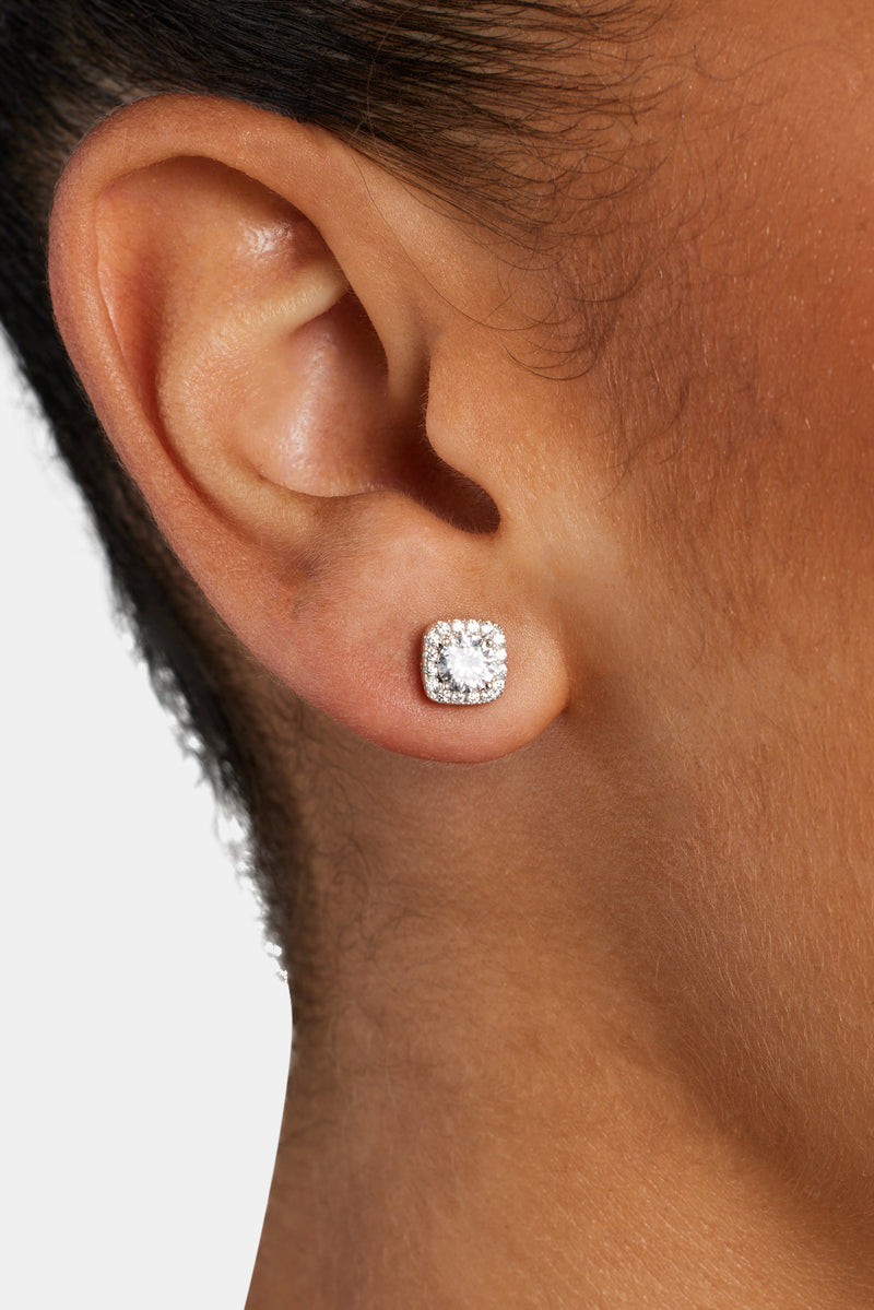 Womens Iced Cluster Stud Earrings