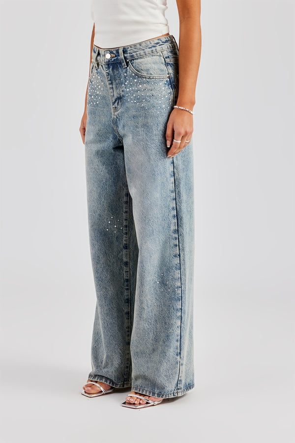 Gemstone Baggy Jean - Antique Wash