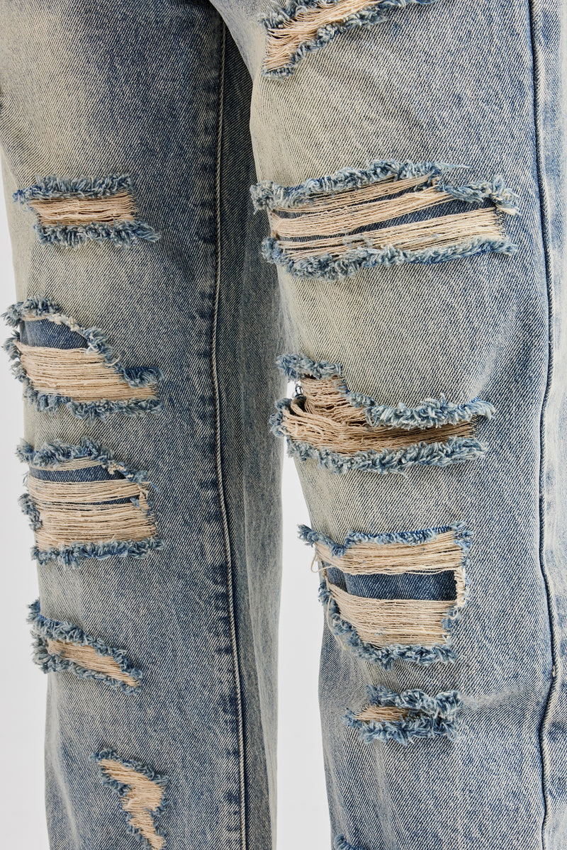 Washed Distressed Relaxed Jean - Antique Wash