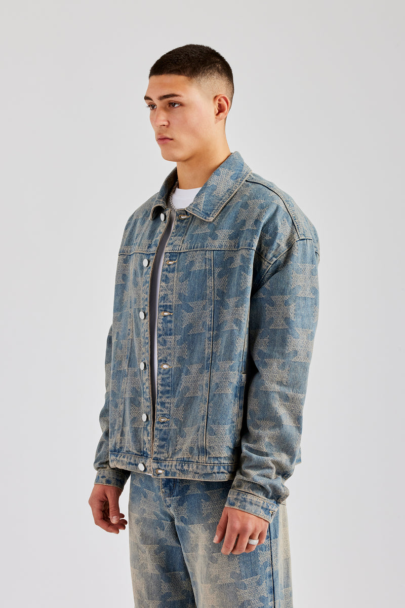 Etched Oversized Denim Jacket - Antique Wash