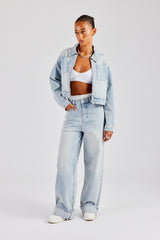 Zip Up Denim Jacket & Baggy Jean - Ice Blue