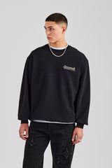 Cernucci Embroidered Oversized Sweatshirt - Black