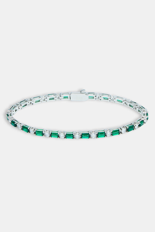 Tennis Bracelet - Green & White