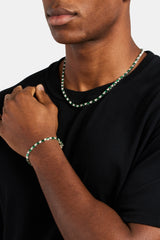 Tennis Bracelet - Green & White