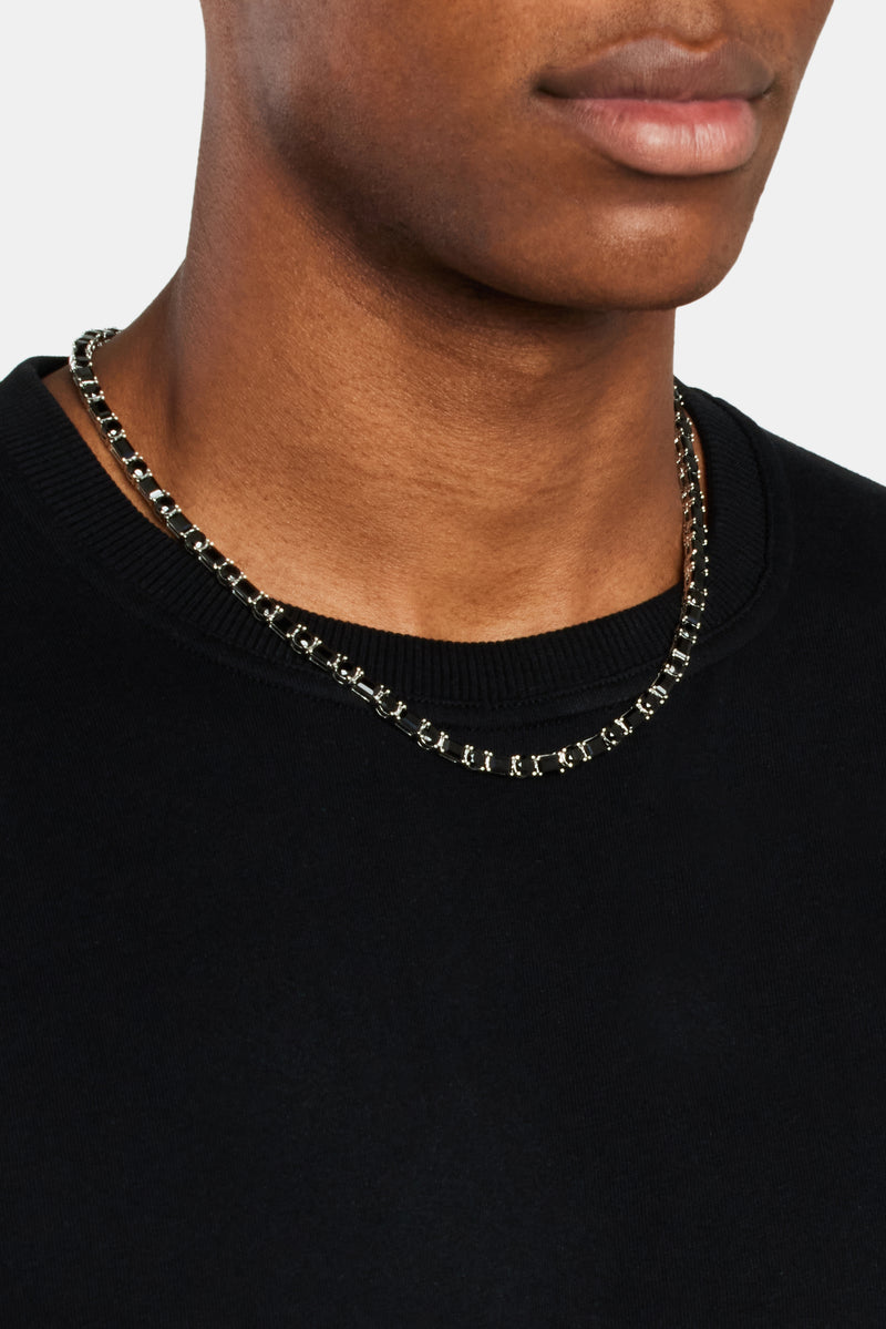 Round & Rectangular Tennis Chain - Black