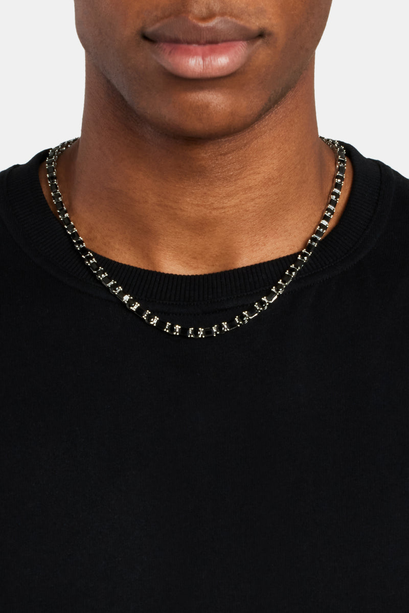 Round & Rectangular Tennis Chain - Black