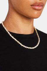 Round & Rectangular Tennis Chain - Gold 5mm