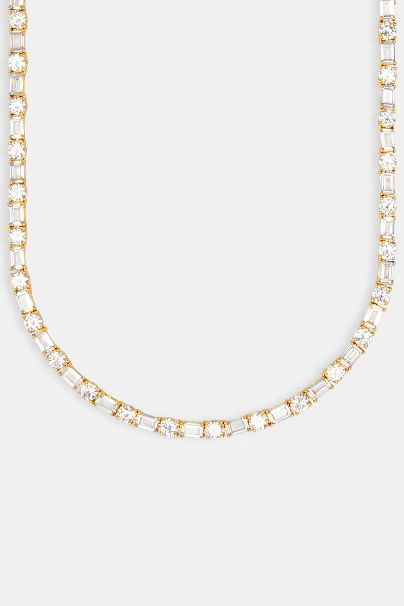 Round & Rectangular Tennis Chain - Gold 5mm