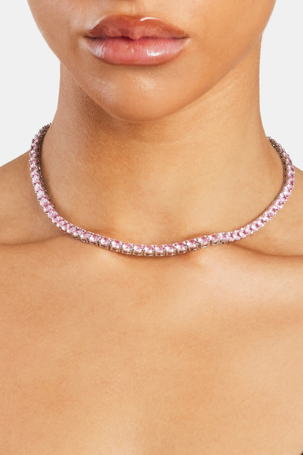 Ombre Pink Topaz and Garnet Grande Tennis Necklace - La Kaiser