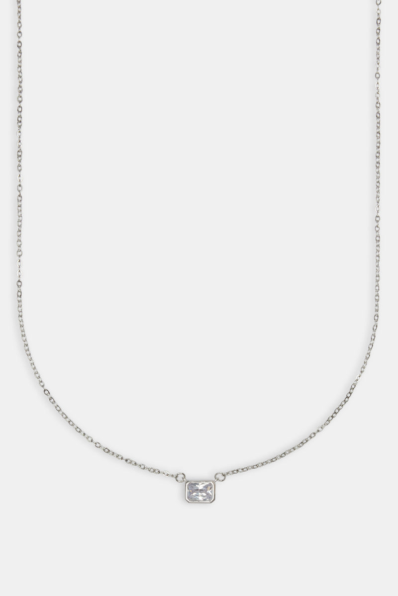 Clear Gemstone Necklace - White