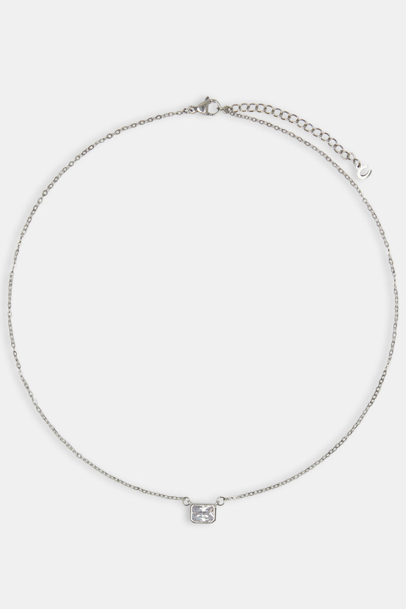 Clear Gemstone Necklace - White