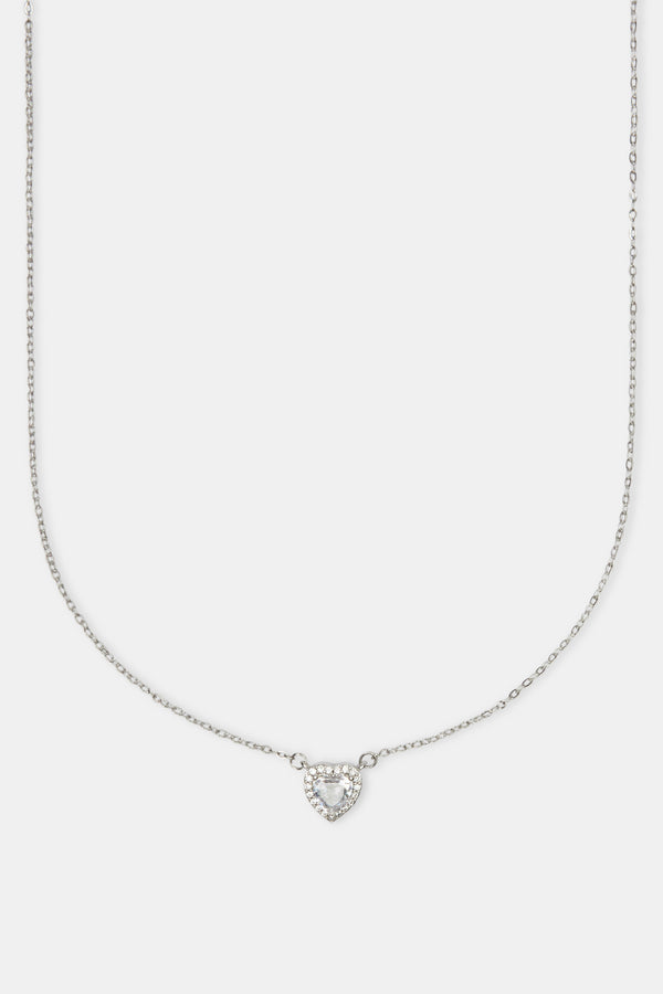 Clear Heart Bezel Necklace - White