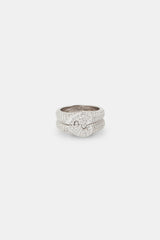 Iced Connecting Heart Ring - White