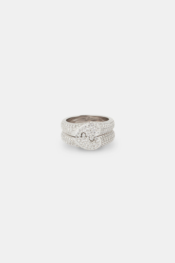 Womens Iced Connecting Heart Ring