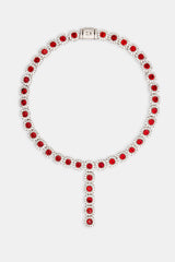 Iced Deep Red CZ Cluster Drop Necklace