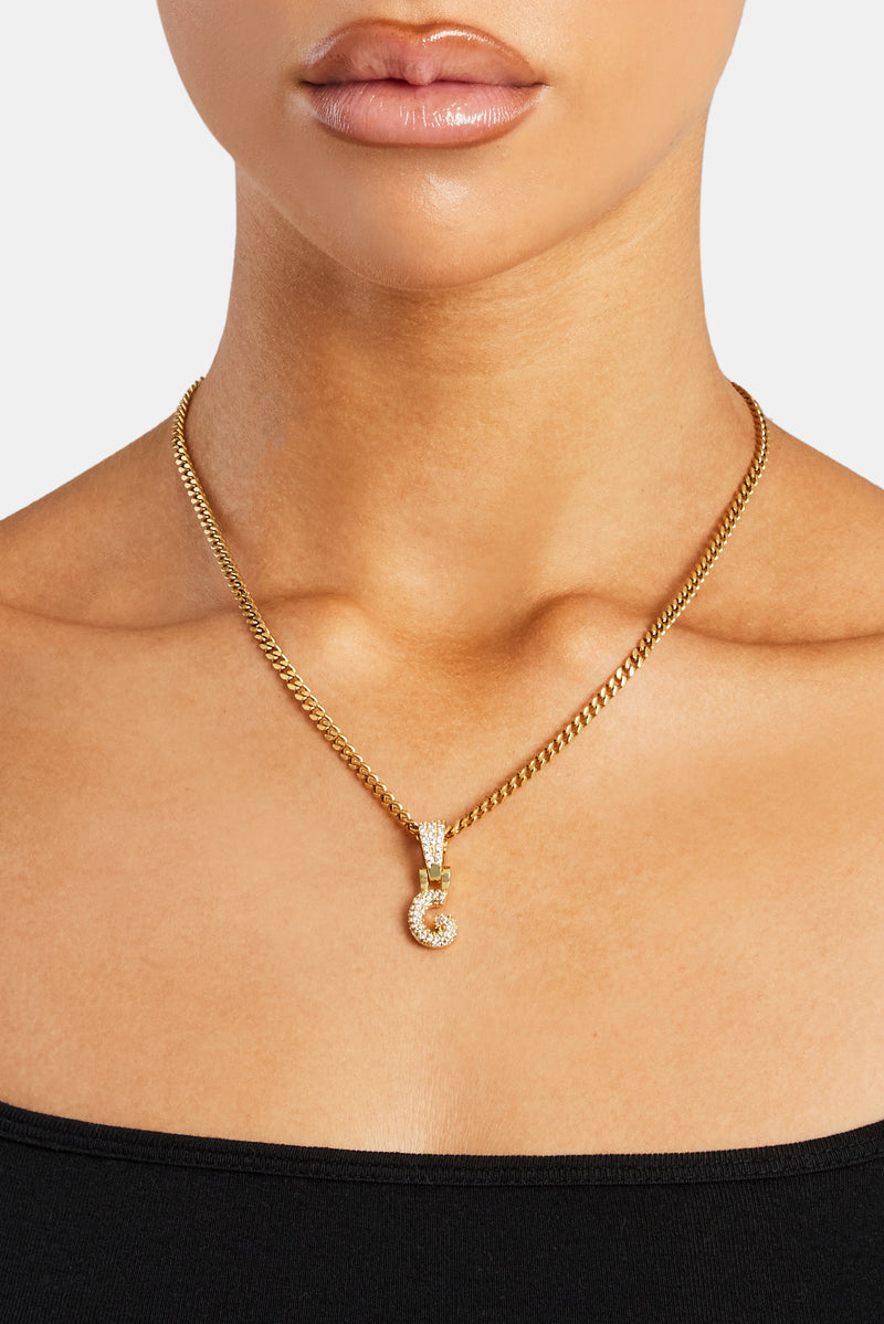 Iced Mini Bubble Pendant & Micro Cuban Chain - Gold