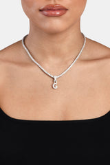 Iced Mini Bubble Pendant & Tennis Chain - White 3mm