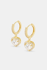 Heart Drop Earrings - Gold