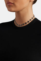 Iced Repeat Black Cross Choker