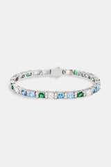 Iced Baguette Tennis Bracelet - Blue Green