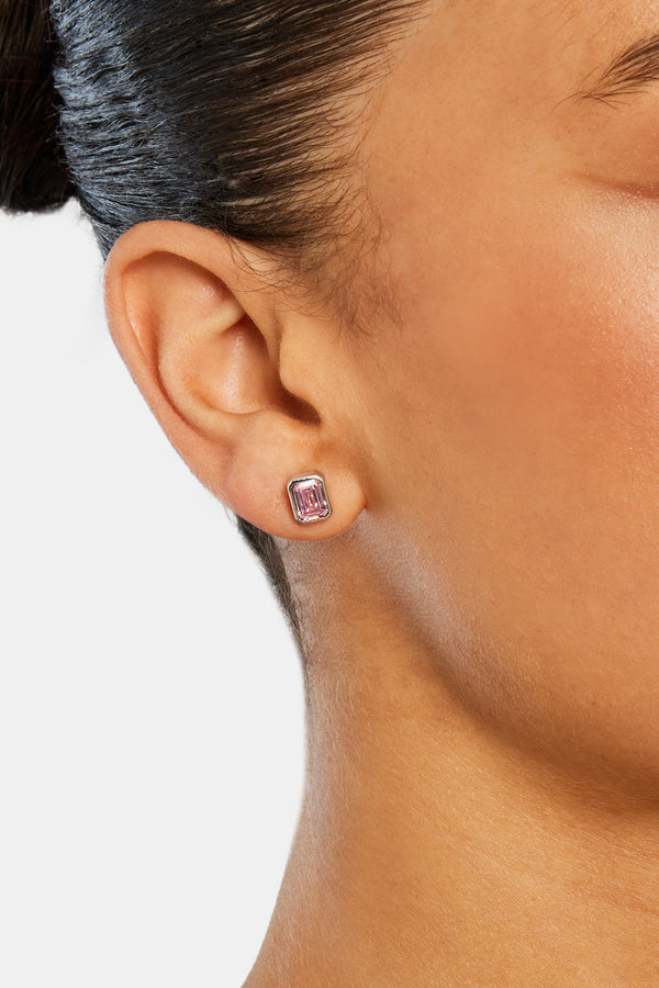 Pink Gemstone Stud Earrings