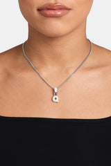 Iced Mini Bubble Pendant & Micro Cuban Chain - White