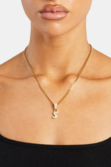 Iced Mini Bubble Pendant & Micro Cuban Chain - Gold