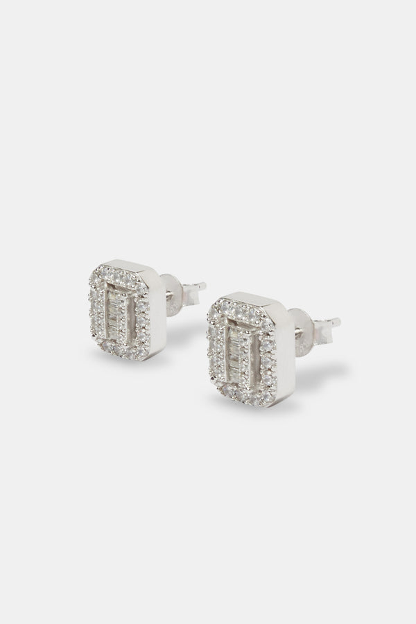 Square Baguette Cluster Stud Earrings - 10mm