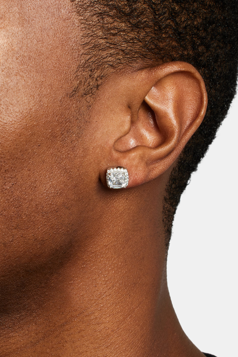 Iced Square Cluster Stud Earrings