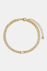 Iced CZ Gem Cuban Anklet - Gold