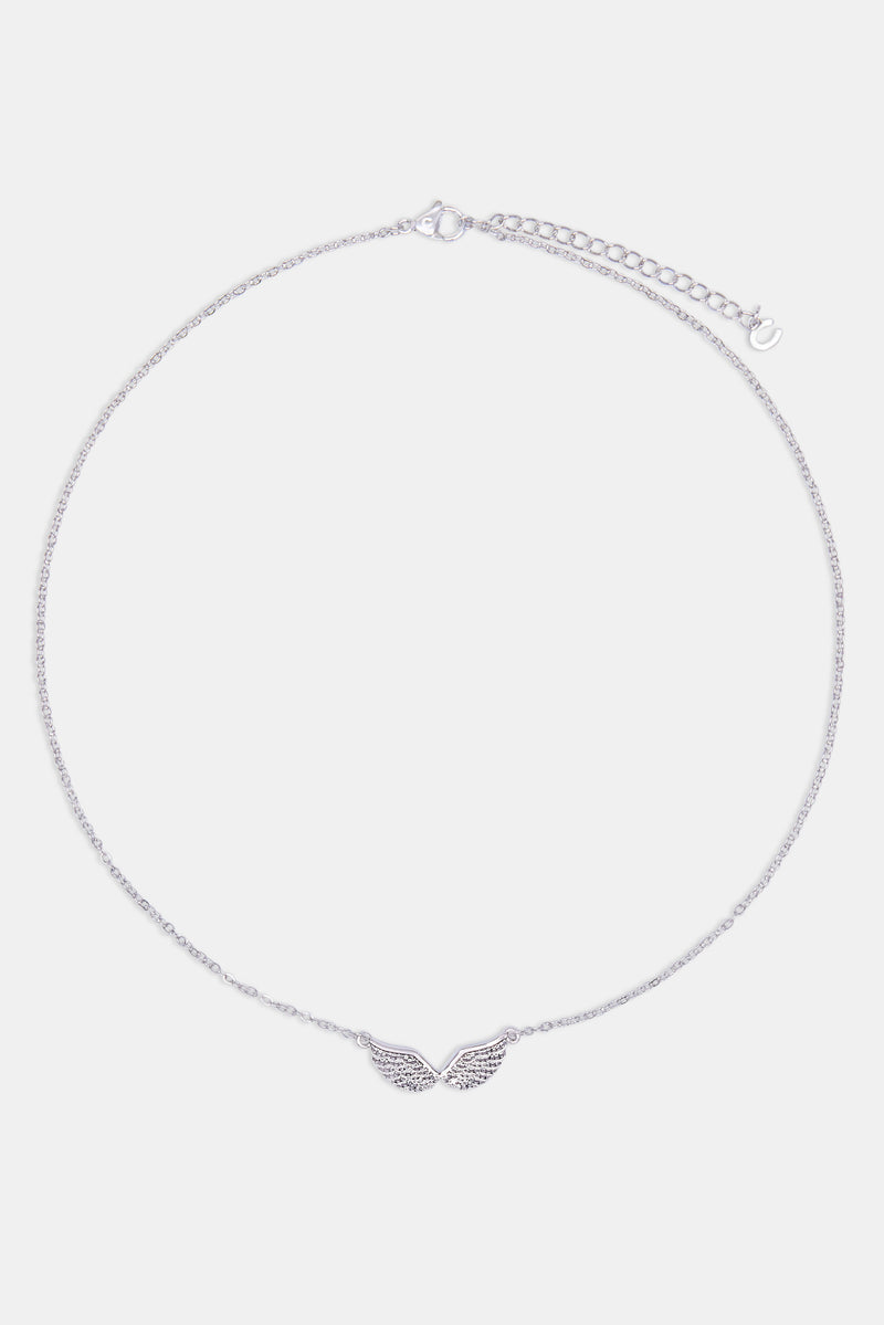 Polished Angel Wings Necklace - White