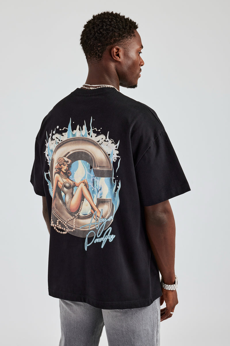 Washed C Graphic Oversized T-Shirt