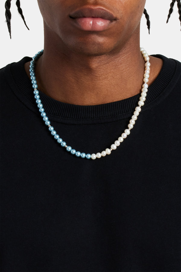 Freshwater Pearl & Blue Pearl Necklace