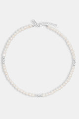 Baroque Freshwater Pearl Metallic Bead Necklace - White