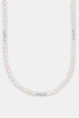 Baroque Freshwater Pearl Metallic Bead Necklace - White