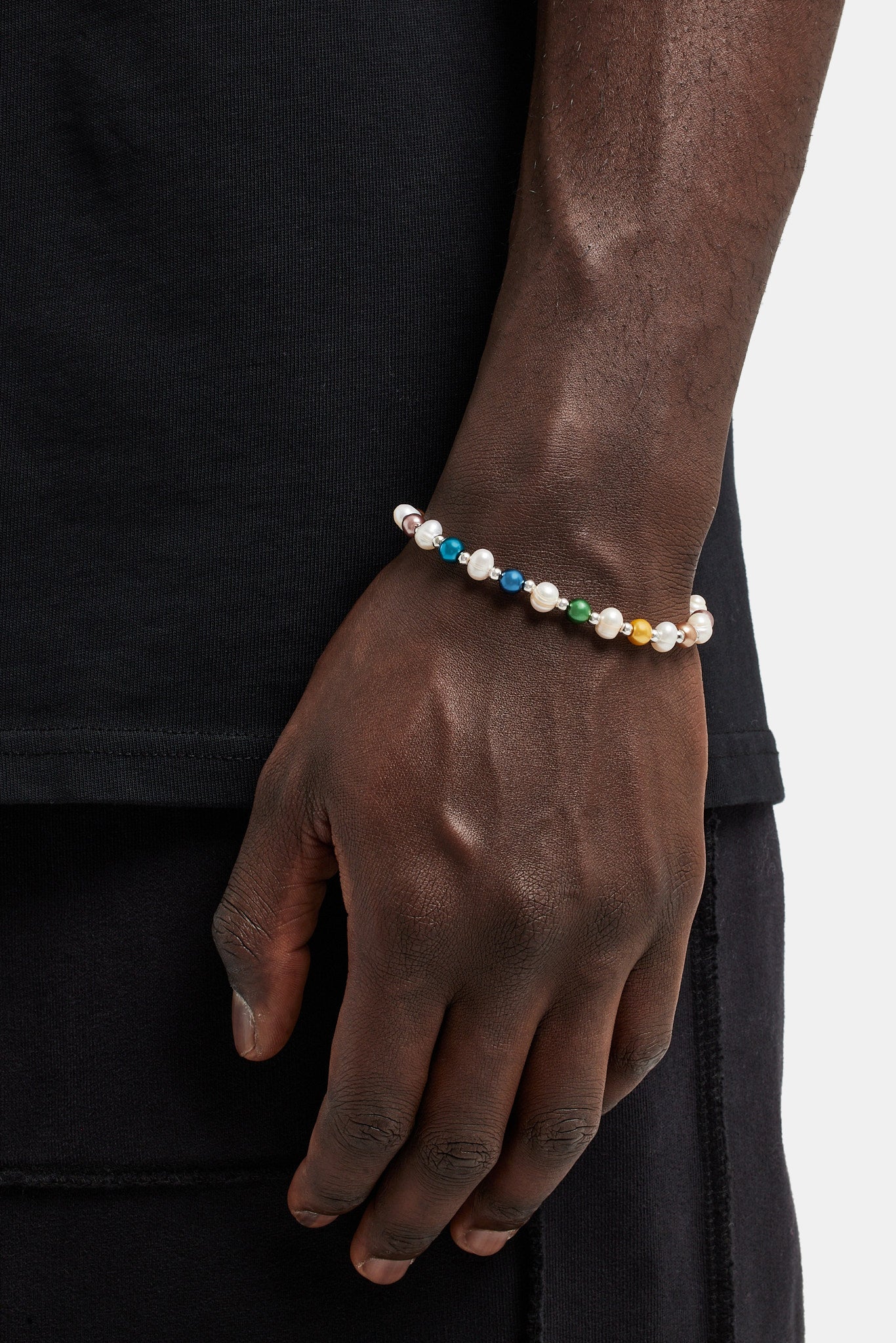 Freshwater Pearl & Multi Colour Bead Bracelet | Mens Bracelets | Shop ...