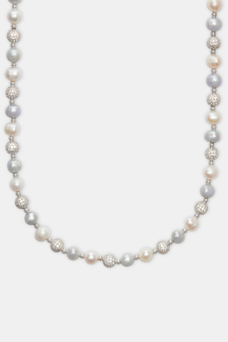 Freshwater Pearl Ice Ball Necklace - White