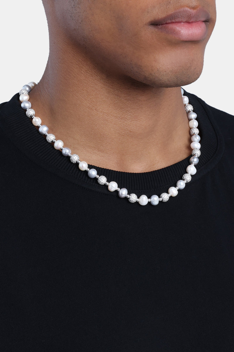 Freshwater Pearl Ice Ball Necklace - White