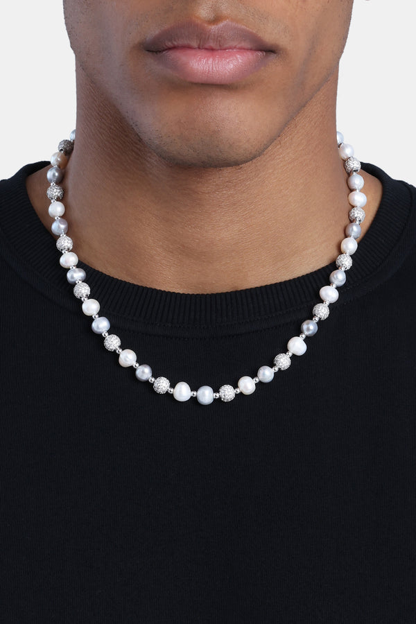 Freshwater Pearl Ice Ball Necklace - White