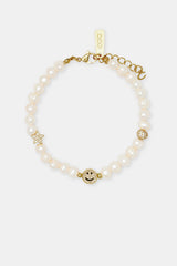 Iced Motif Freshwater Pearl Bracelet