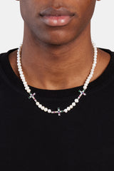 Iced Cross Freshwater Pearl Necklace