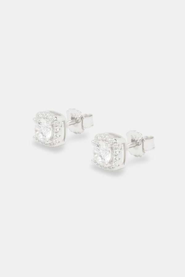 7mm Iced Cluster Stud Earrings