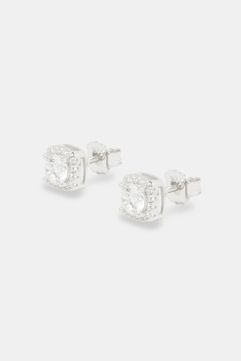 7mm Iced Cluster Stud Earrings