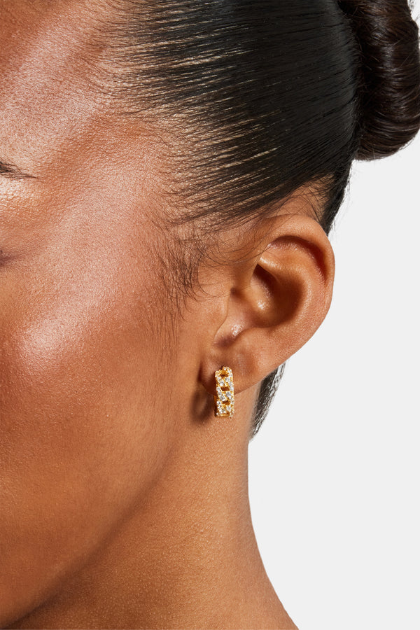 Iced Cuban Hoop Earrings - Gold